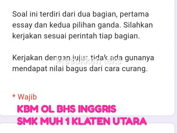 KBM OL mapel bahasa Inggris SMK Muh 1 Klaten Utara