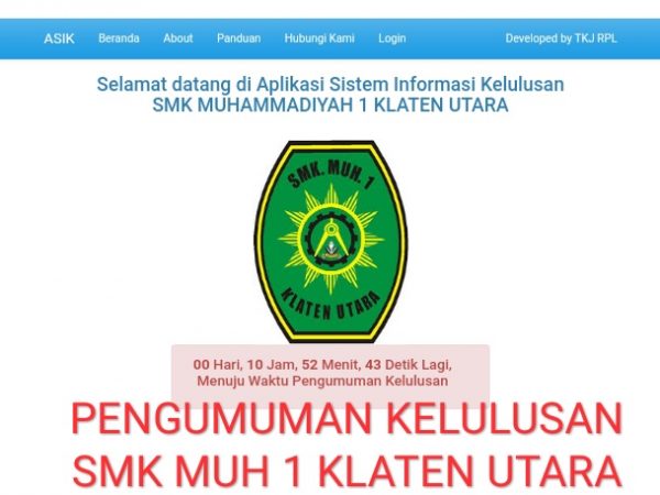 Pengumuman kelulusan SMK Muhammadiyah 1 Klaten Utara