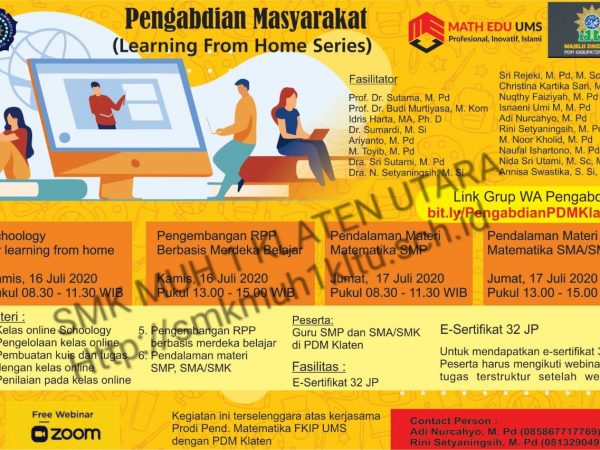 Matematika UMS mengadakan pengabdian masyarakat kerja sama dengan PDM (Pimpinan Daerah Muhammadiyah) Klaten