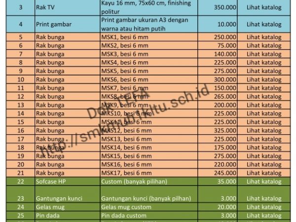 Daftar harga produk TEFA Musaka Daftar harga produk TEFA Musaka