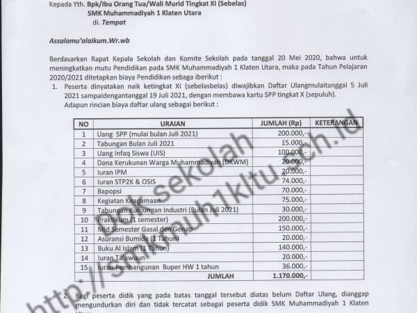 Daftar ulang siswa SMK Muhammadiyah 1 Klaten Utara tahun 2021